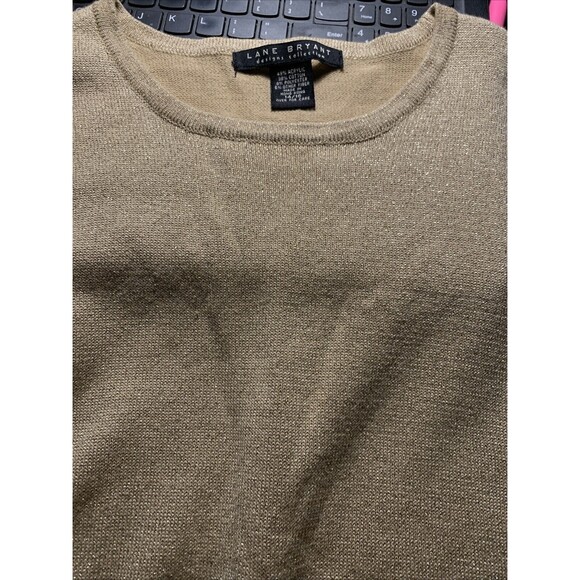 Lane Bryant Minimalist Monochrome Golden Sparkle Scoop neck sweater Sz 14/16 - Picture 3 of 7
